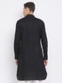 Vastramay Men's Black Cotton Linen Blend Kurta